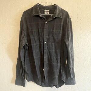 Old Navy Dress Shirt Men's Large Slim Fit Button Up Flannel Dark Gray